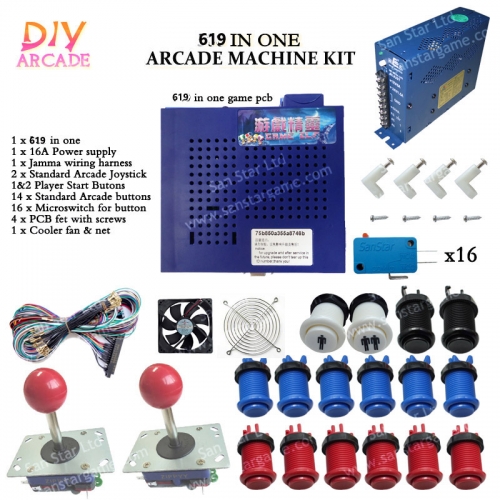 DIY Arcade parts Bundles With 750 in 1+Joystick+Push button+Microswitch+Fans+Power Supply