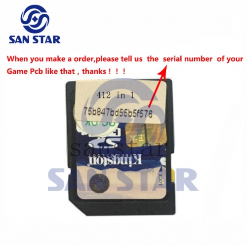 CF Card of Game Elf 412 in 1 SD card serial number should be provided when you order