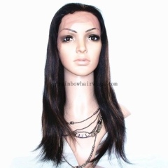 Stock Silky Straight 16'' Indian Remy Hair Full Lace Wigs Black Color #1B with Highlights #30