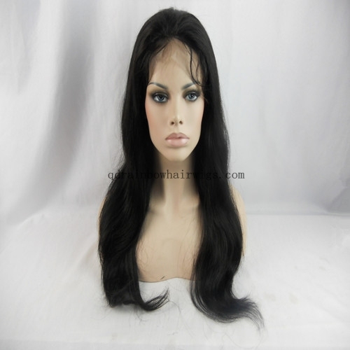 Stock Premium Quality 22'' Remy Hair Black Color Full Lace Women Wig