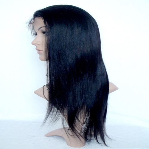 Invisible Front Hairline Black Color 16'' Virgin Remy Hair Full Lace Wigs in Stock