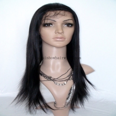Invisible Front Hairline Black Color 16'' Virgin Remy Hair Full Lace Wigs in Stock
