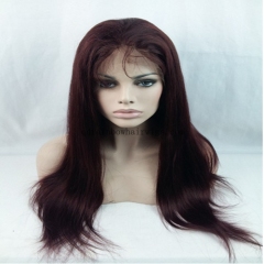22'' Natural Hair Full Lace Wigs 99J Brazilian Virgin Human Hair Women Wig Custom Made Order