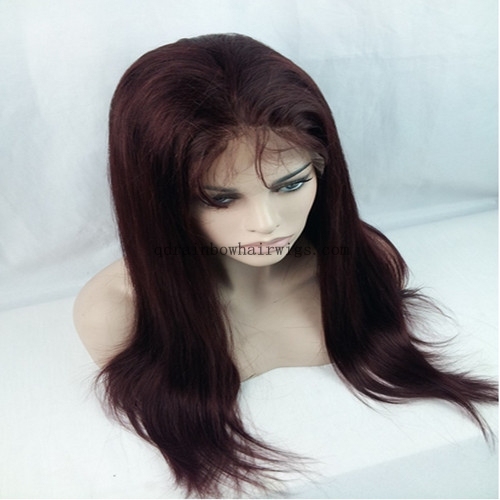 22'' Natural Hair Full Lace Wigs 99J Brazilian Virgin Human Hair Women Wig Custom Made Order