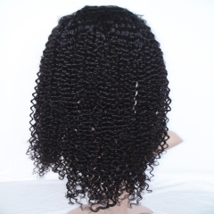 Jet Black 18'' Virgin Hair Jerry Curly Afro Lace Front Wigs in Stock