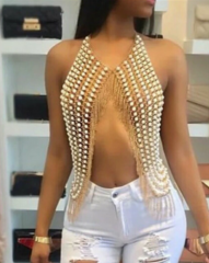 new fashion hot sale sexy bra chain with pearl wholesale