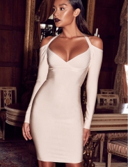 new update fashion sexy bodycom white bandage midi dresses for women wholesale china