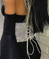 latest fashion chic super shiny corset with diamond design wholesale china