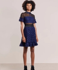 new fashion hot selling royal blue mesh women short summer dress elegant casual party dresses wholesale online