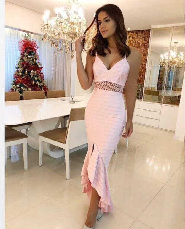 ladies pink midi dress