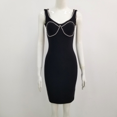 New Fashion Sexy Women Designer Black Sleeveless Mini Bodycon Bandage Dress 2021 Ladies Elegant Party Dress Vestidos