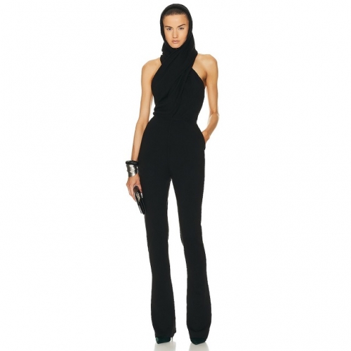 New Sexy Black Backless Hooded Jumpsuit Tight Bodysuit For Women New Fitness Jumpsuits Casual Clothing