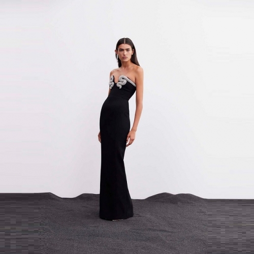 Sexy Elegant Sleeveless Off-shoulder Diamonds Backless Maxi Bandage Dress Fashion Ladies Evening Party Club Luxury Women Dress