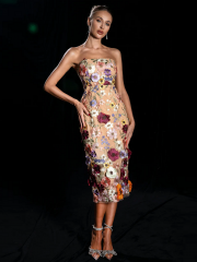 2024 Summer New Style Sexy Sequins Irregular Strapless Diamond Slim Evening Dress Advanced