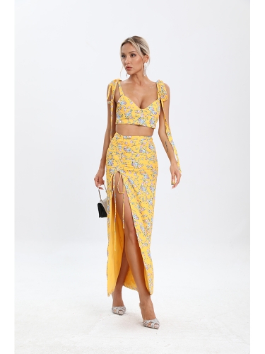 2024 Summer New Style Sexy Slim Hip Skirt Slant Shoulder Flower Irregular Ruffled Dress
