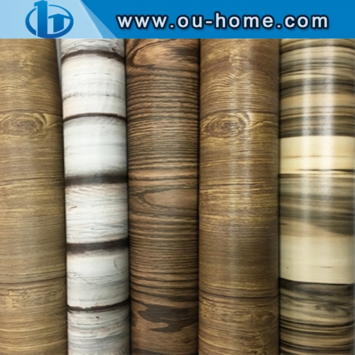 Surface Pre-paste Wood grain Contact Paper Film ,Waterproof Vinyl Paper