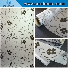 BT823 Black flower decorative statined window privacy film