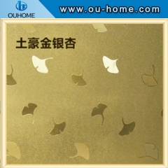 H086C Gold leaf shading static window film