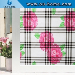 H22140 Bathroom window Sunscreen Waterproof Static Cling Cover Stained Flower Privacy Glass Window Film