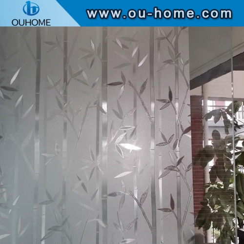 H610 Bamboo pattern embossed frosted static glass decorative film