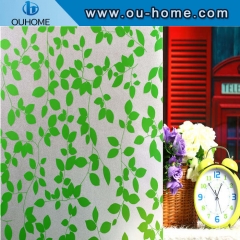 BT847 Stained green leaves glass window PVC privacy window film