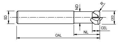 corner round end mill straight edge