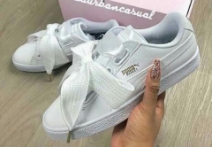 Puma Basket heart white shoes bow ribbon 363073-02 size eur 36-40