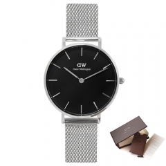 Daniel wellington ladies quartz watches | DW black dial silver watch strap 32mm