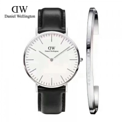 Daniel Wellington Quartz Watch Silver Bracelet Black Strap