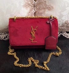 YSL SLP SUNSET velvet chain bag letter shoulder bag