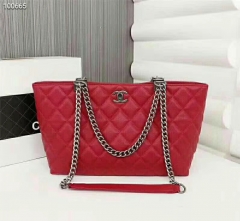 CHANEL Chain handbag high-capacity Red 34*23*11 cm