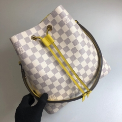 LV White checked Bucket Bag N40151