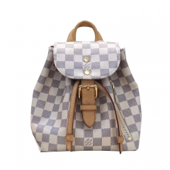 LV Lady's Cowhide Backpack N44026 White plaid