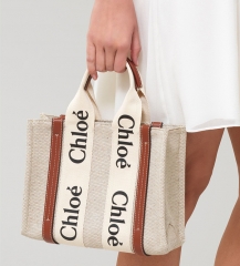 Chloe 21 Woody Canvas leather tote bags