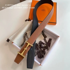 Hermes width 38mm natural leather two side with litchi design   belt
