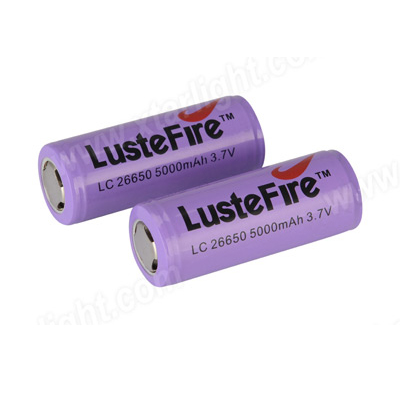 LusteFire 26650 5000mAh Li-ion Recharbeable Protected Battery (2PCS)