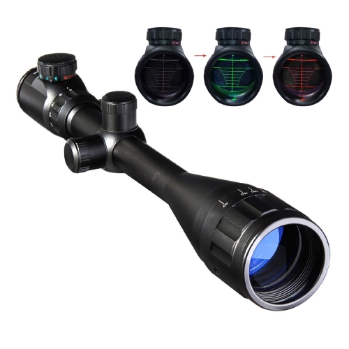 6~24 x 50 Reflex Laser Sight Rifle Scope with Gun Mount Red Green Laser Configurable