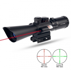 Tactical 3.5-10X40 Red/Green Mil-Dot Rifle Scope Red Laser Sight Fit Picatinny Rail