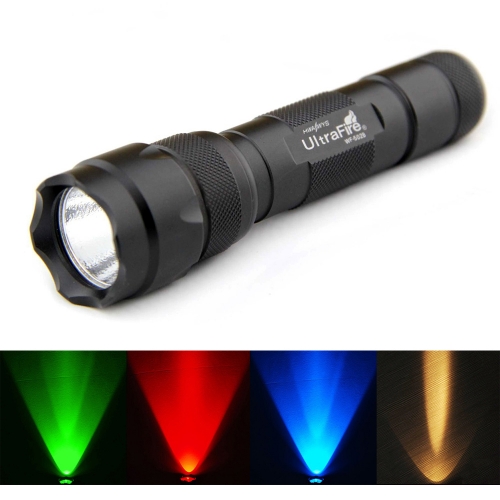 UltraFire Tactical Hunting Flashlight 502B Outdoor Torch Green/Red/Blue/Amber Light