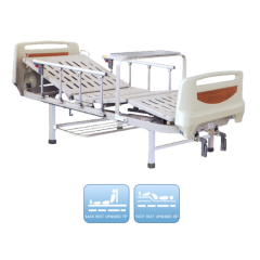 Two Function Medical Manual Beds With Over-Bed Table