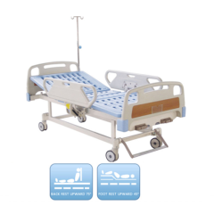 Two Function Medical Manual Bed With Over-Bed Table