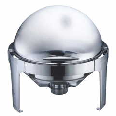 6.5 Qt. Round Mirror Finish Stainless Steel Roll Top Chafer(Top)