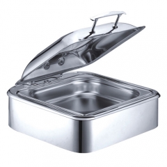 6.5 Qt. Stainless Steel Square Induction Chafer with Glass Top