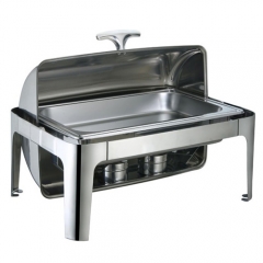 8 Qt. Rectangular Mirror Finish Stainless Steel Roll Top Chafer(Normal)