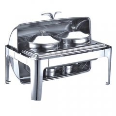 Rectangular Mirror Finish Stainless Steel Roll Top Soup Chafer