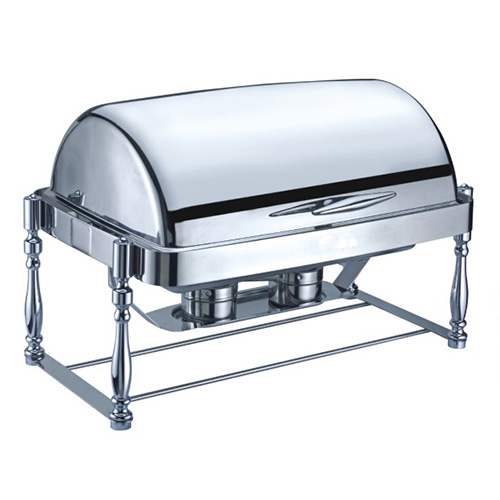 8 Qt. Rectangular Mirror Finish Stainless Steel Roll Top Chafer(New)