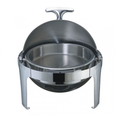 6.5 Qt. Round Mirror Finish Stainless Steel Roll Top Chafer(Normal)