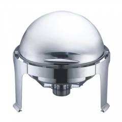 6.5 Qt. Round Mirror Finish Stackable Stainless Steel Roll Top Chafer