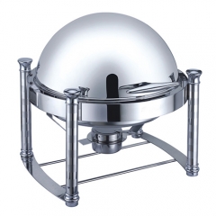 6.5 Qt. Round Mirror Finish Stainless Steel Roll Top Chafer(New)