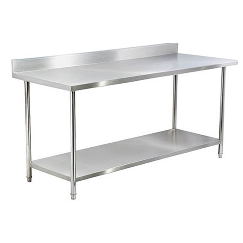 1.8m Length Stainless Steel Commercial Work Table with Undershelf And Backsplash